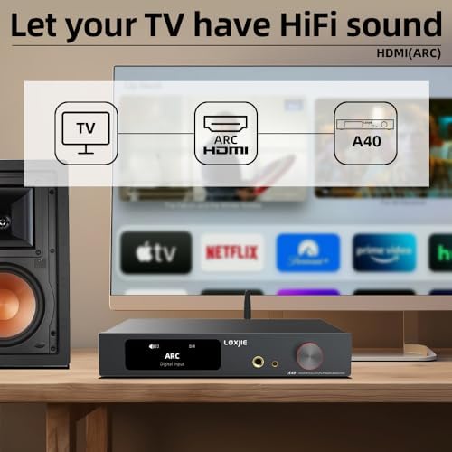 LOXJIE Amplificateur Audio A40 Bluetooth 5.1 pour Vinyl et Scénarios Musicaux EntraînésAdultes