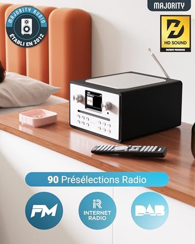 Radio DAB+ avec lecteur CD | Bluetooth | Idéal pour la maison et la voiture | Connexion Spotify et podcast | Écran LED c