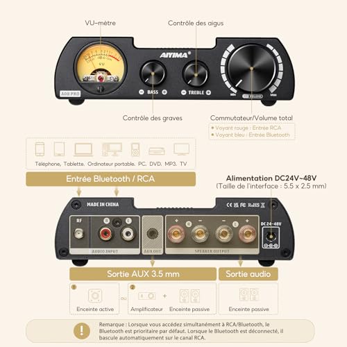 AIYIMA A08Pro Bluetooth 5.1 - Amplificateur stéréo HiFi Classe D 300Wx2 4 ohms usa
AIYIMA A08Pro Bluetooth 5.1 - Amplifi